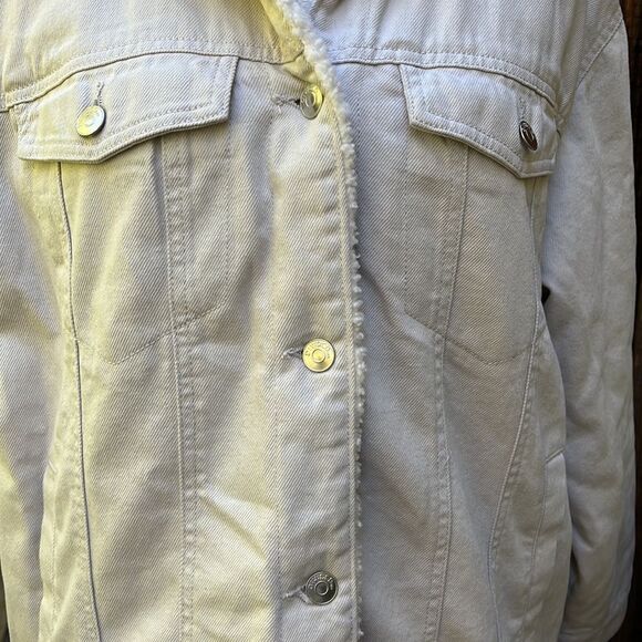 H & M, CREAM FLEECE LINED UNISEX JACKET, Size L - Picture 3 of 7